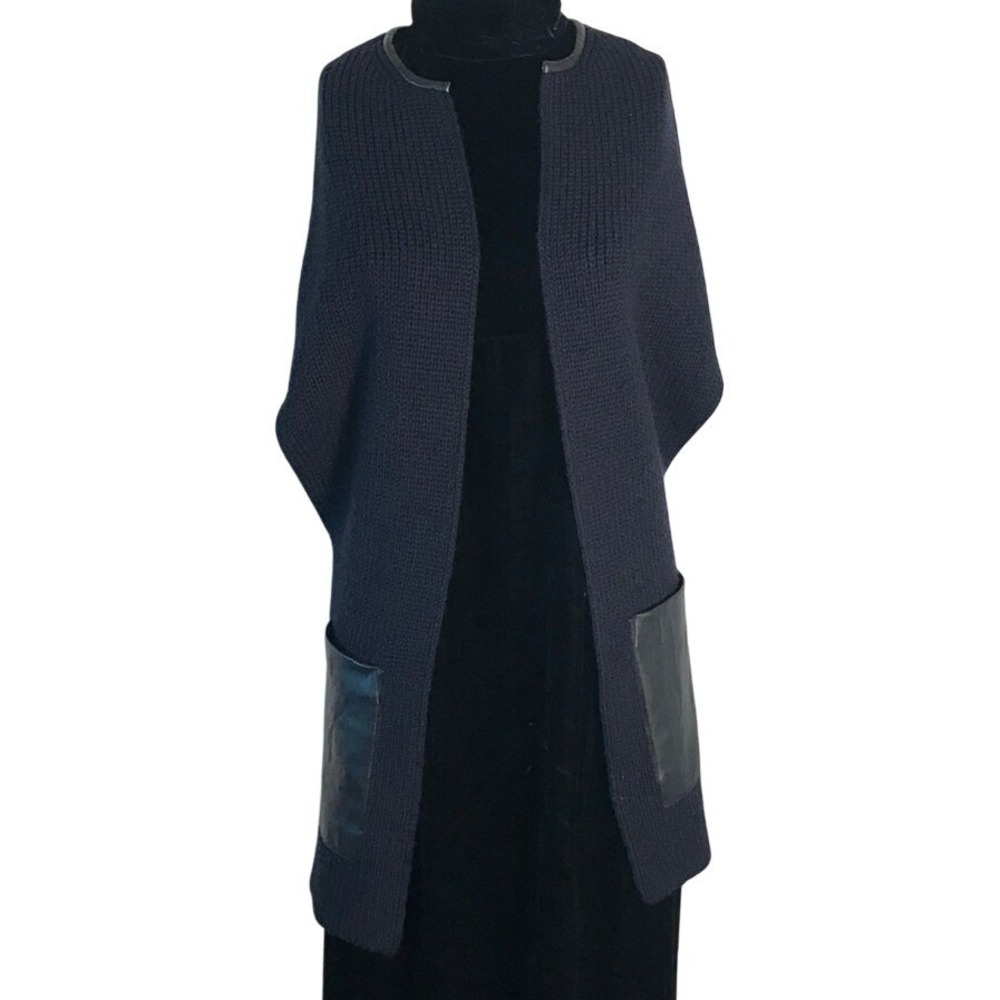 ANN TAYLOR NAVY & BLACK DOLMAN SLEEVE KNIT VEST